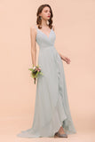 Affordable V-Neck Ruffle Mist Chiffon Bridesmaid Dresses Affordable-27dress