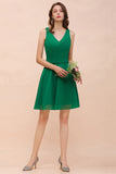 Affordable V-Neck Sleeveless Ruffle Short Bridesmaid Dress-27dress