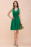 Affordable V-Neck Sleeveless Ruffle Short Bridesmaid Dress-27dress