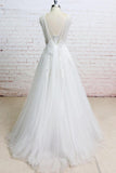 Appliques Tulle Ruffle A-line Wedding Dress On Sale-27dress