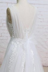 Appliques Tulle Ruffle A-line Wedding Dress On Sale-27dress