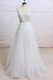 Appliques Tulle Ruffle A-line Wedding Dress On Sale-27dress