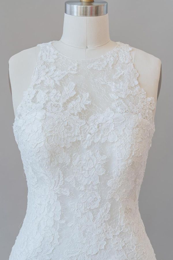 Awesome Illusion Lace Mermaid Wedding Dress On Sale-27dress