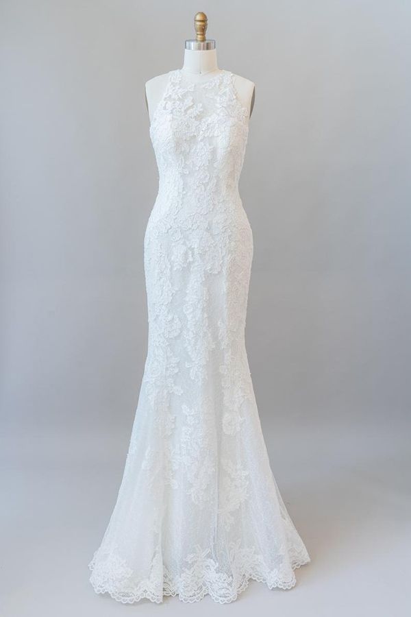 Awesome Illusion Lace Mermaid Wedding Dress On Sale-27dress