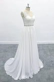 Awesome V-neck A-line Lace Chiffon Wedding Dress On Sale-27dress