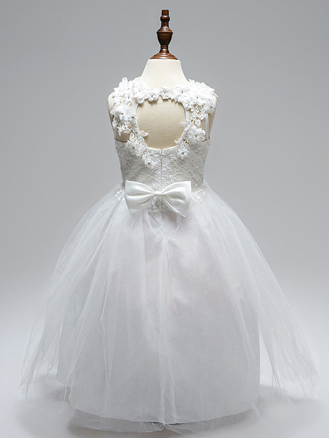 Ball Gown Lace Tulle Sleeveless Jewel Neck First Communion Long Flower Girl Dresses-27dress