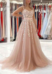 Ball Gown Princess Sweetheart Tulle Prom Dress with Appliqued Lace-27dress