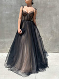 Ball Gown Sweetheart Tulle Floor-length Prom Dress With Bow