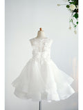 Ball Gown Tulle Sleeveless Jewel Neck Wedding Birthday Flower Girl Dresses-27dress