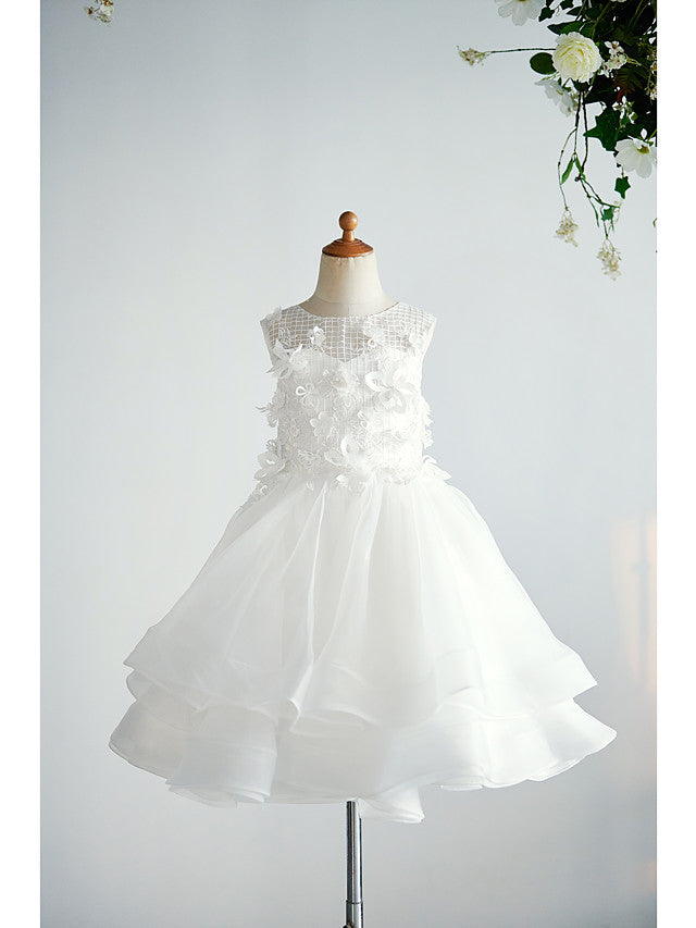 Ball Gown Tulle Sleeveless Jewel Neck Wedding Birthday Flower Girl Dresses-27dress