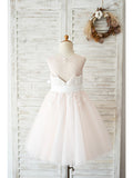 Ball Gown Tulle Sleeveless Jewel Neck Wedding Party Flower Girl Dresses-27dress