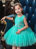 Ball Gown Tulle Sleeveless Jewel Neck Wedding Party Flower Girl Dresses-27dress