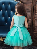 Ball Gown Tulle Sleeveless Jewel Neck Wedding Party Flower Girl Dresses-27dress