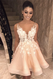 Beautiful A-line V-neck Lace Short Prom Dress-27Dress