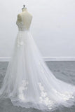 Best Spaghetti Strap Appliques Tulle Wedding Dress On Sale-27dress