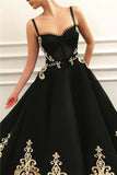 Black Long A-line Sweetheart Tulle Black Prom Dress with Pockets-27Dress