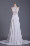 Boho Halter Chiffon Lace Wedding Dress Beadings Appliques Sleeveless Ruffles Bridal Gowns On Sale-27dress