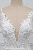 Boho Spaghetti Straps V-Neck Appliques Wedding Dresses White Sleeveless Bridal Gowns On Sale-27dress