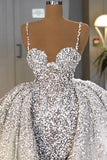 Brilliant Long Mermaid Sweetheart Sequins Wedding Dress With Ruffles Train-27Dress