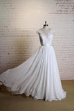 Cap Sleeve A-line Lace Chiffon Wedding Dress On Sale-27dress