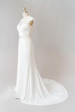 Cap Sleeve Illusion Lace Sheath Wedding Dress On Sale-27dress