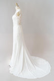 Cap Sleeve Illusion Lace Sheath Wedding Dress On Sale-27dress