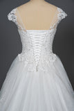 Cap Sleeve Lace Wedding Dress Princess Bridal Gown Lace-up-27dress