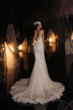 Cap Sleeveless Wedding Dress Mermaid Lace V-Neck-27dress