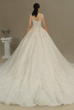 Cap Sleeves Lace Ball Gown Wedding Scoop Neck-27dress