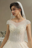 Cap Sleeves Lace Ball Gown Wedding Scoop Neck-27dress