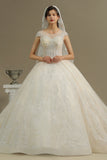 Cap Sleeves Lace Ball Gown Wedding Scoop Neck-27dress