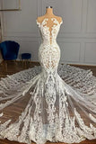 Cap Sleeves Lace Wedding Dress Mermaid Long On Sale-27dress