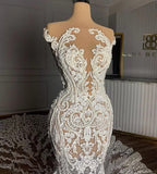 Cap Sleeves Lace Wedding Dress Mermaid Long On Sale-27dress