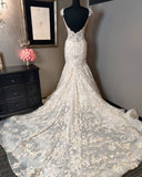 Cap Sleeves Mermaid Wedding Dress Lace Applqiues Online-27dress