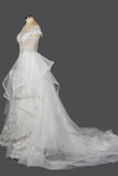 Cap Sleeves Ruffle Wedding Dress Ball Gown With Lace-27dress