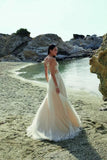 Champagne Beach Wedding Dress Tulle Long With Lace-27dress