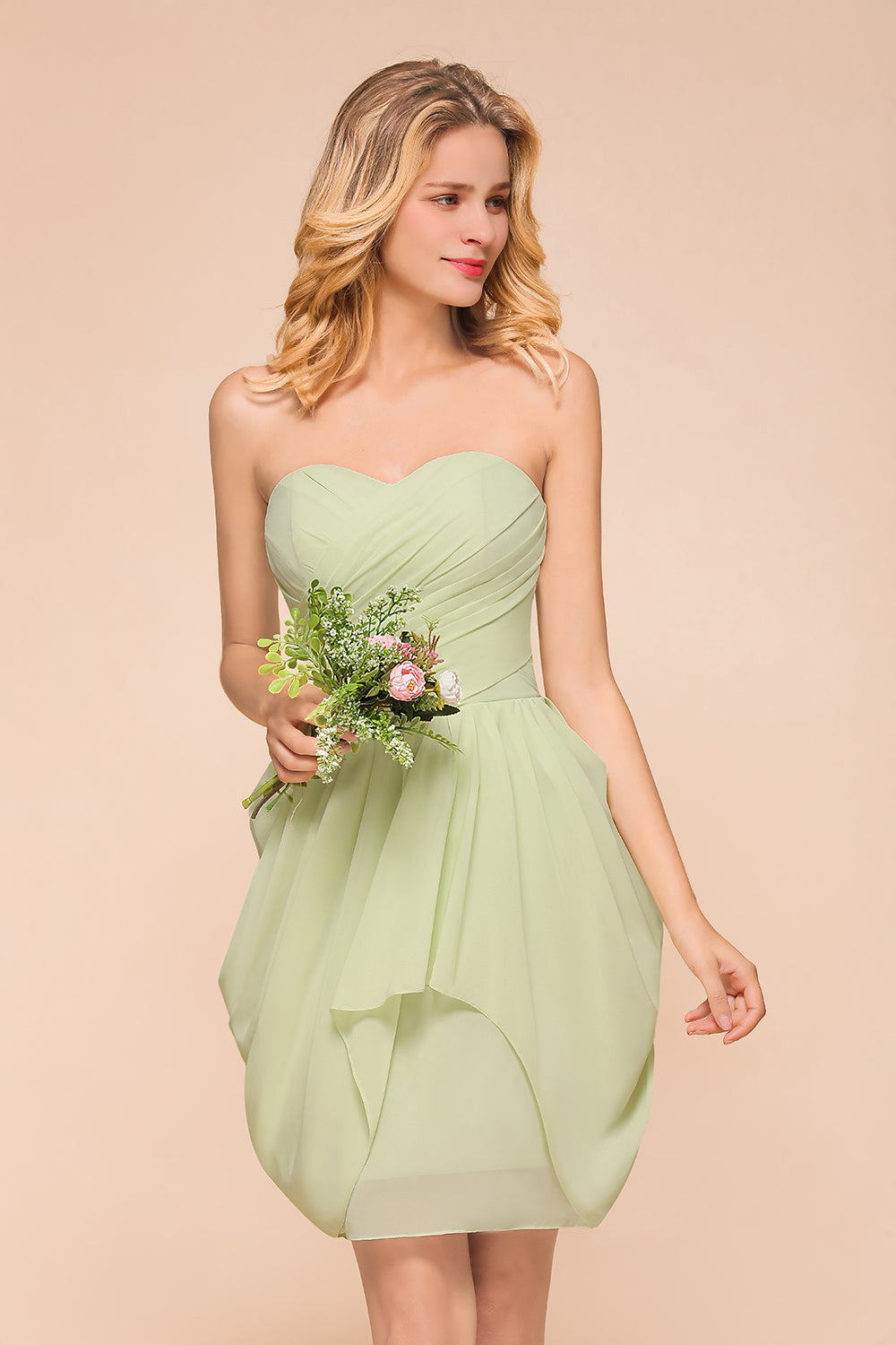 Chic Chiffon Sweetheart Short Bridesmaid Dresses with Ruffle-27dress