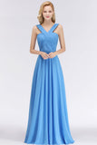 Chic Crisscross Ocean Blue Junior Bridesmaid Dresses Affordable Chiffon Ruffle Maid of Honor Dresses-27dress