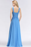 Chic Crisscross Ocean Blue Junior Bridesmaid Dresses Affordable Chiffon Ruffle Maid of Honor Dresses-27dress