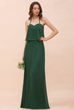 Chic Halter Sweetheart Dark Green Chiffon Bridesmaid Dress-27dress