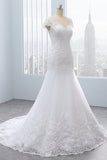 Chic Jewel Mermaid Tulle Lace Wedding Dress Short-Sleeves Beadings Appliques Bridal Gowns On Sale-27dress