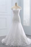 Chic Jewel Mermaid Tulle Lace Wedding Dress Short-Sleeves Beadings Appliques Bridal Gowns On Sale-27dress