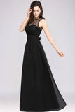 Chic Jewel Open-Back Bridesmaid Dress with Bow Lace Ruffle Maid of Honor Dresses-27dress