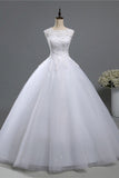 Chic Jewel Tulle Sequined Wedding Dress Sleeveless Appliques Beadings Bridal Gowns On Sale-27dress