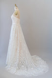 Chic Long A-line Sweetheart Spaghetti Strap Appliques Tulle Wedding Dress-27Dress