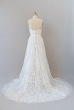 Chic Long A-line Sweetheart Spaghetti Strap Appliques Tulle Wedding Dress-27Dress