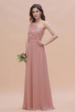 Chic One Shoulder Chiffon Lace Vintage Mauve Bridesmaid Dress On Sale-27dress