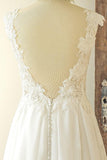 Chic Sleeveless Jewel Appliques Wedding Dresses A-line Chiffon Ruffles Bridal Gowns On Sale-27dress