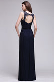 Chic Sleeveless Scoop Lace Bridesmaid Dress with Keyhole Back-27dress