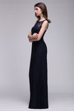 Chic Sleeveless Scoop Lace Bridesmaid Dress with Keyhole Back-27dress